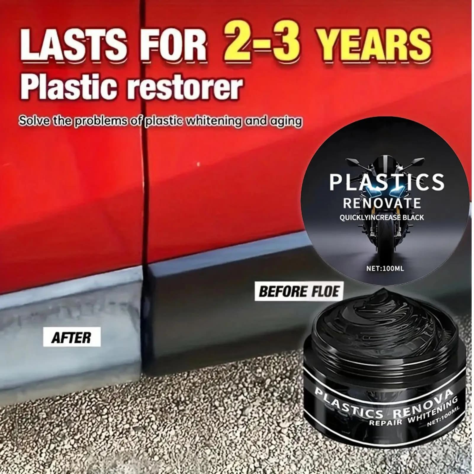 Cera per la rinnovazione degli interni auto, ripristinatore per plastica, effetto nero lucido, rivestimento a lunga durata, prodotto per la pulizia e la lucidatura auto, ad asciugatura rapida