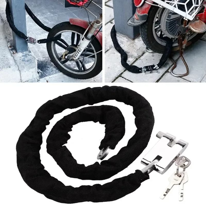 Lucchetto a Catena per Bicicletta Resistente, Antifurto in Metallo Rinforzato Anti-Taglio Idraulico, Sicuro per Bici e Moto, 80cm