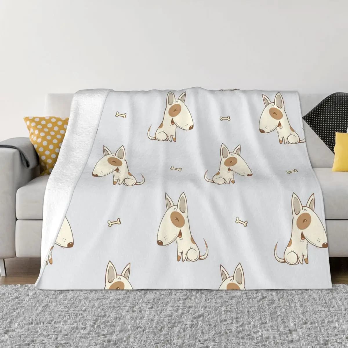 Simpatici cani in pile gettare coperte cartone animato Bull Terrier coperta per letto ufficio leggero biancheria da letto getta