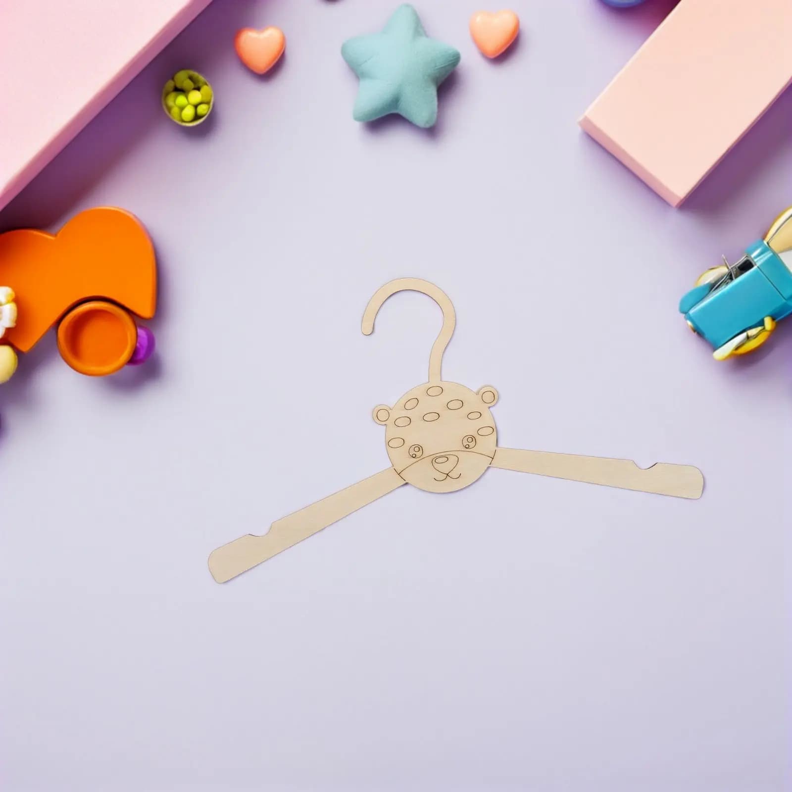 10Pcs Wooden Kids Hangers Cute Animal Blank DIY Coat Hangers Non Slip for Toddler Infant Clothes Nursery Organizer Kids Clothes