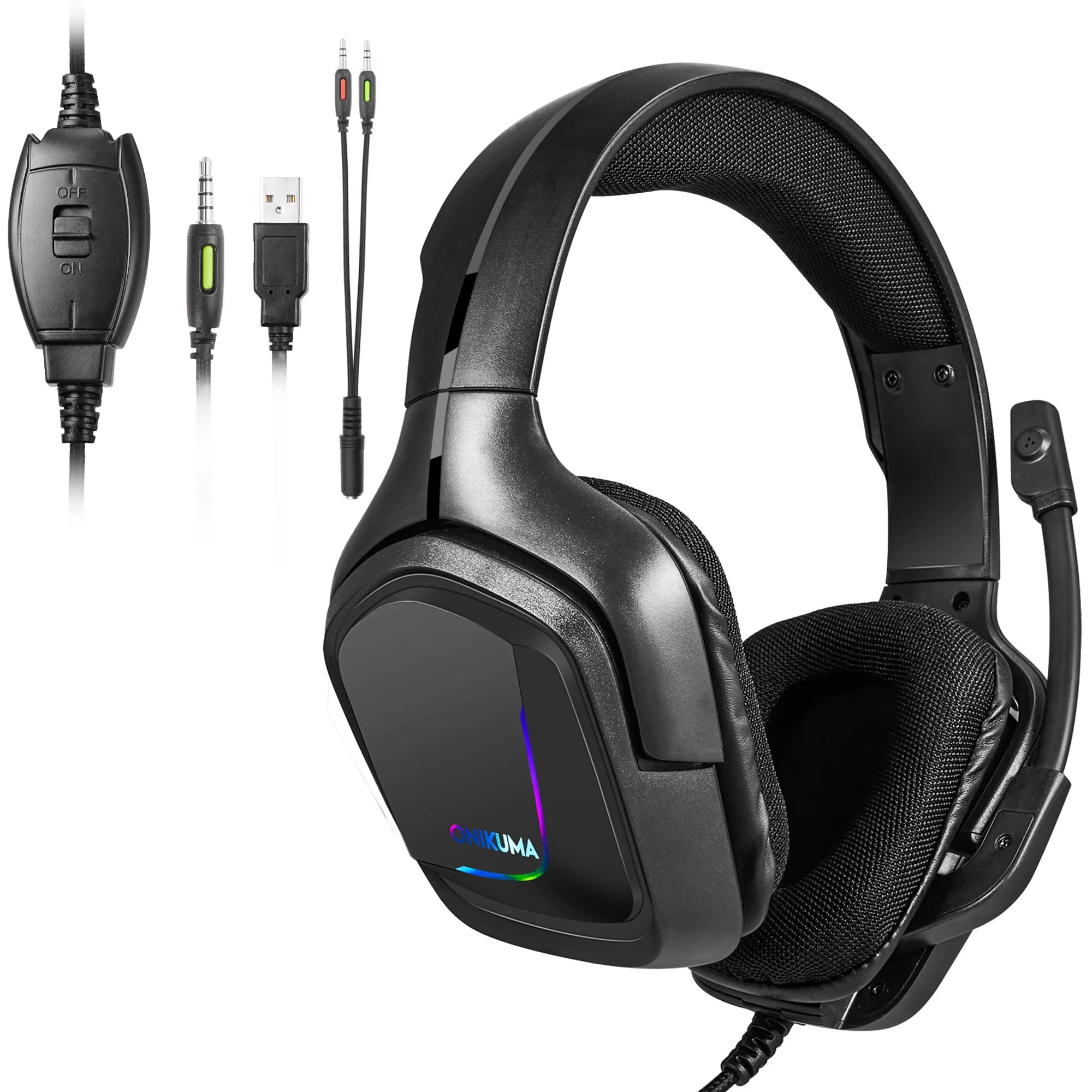 K20 wired headphones, RGB light headphones with microphone, Xbox One noise cancelling headphones for PS4 headphones