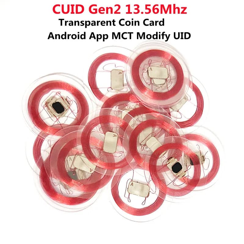 CUID Tag Gen2 chiave intelligente elettronica riscrivibile Token clone NFC 13,56 Mhz 1K S50 ISO14443 Moneta trasparente modificabile Carta magica
