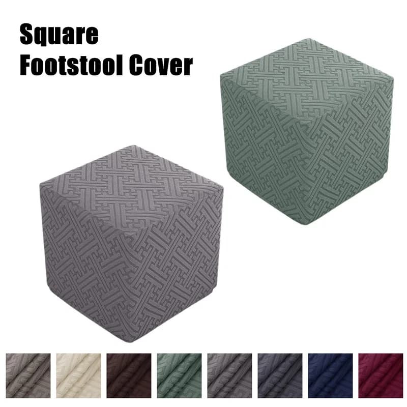 Elasticized Cover for Pouf, Stool Cover, Jacquard Square Covers Thick and Elastic for Living, Office, Home Furniture