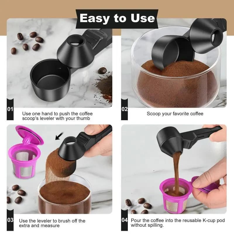 /Kb/No Spill Coffee Scoop Reusable Protein Powder Spoon Sliding Spoon Funnel For Milk&Supplements Kitchen Gadgets New