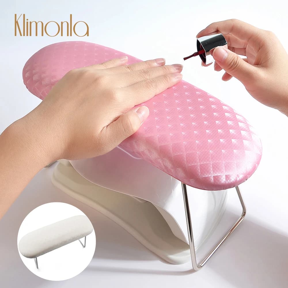 Cuscino per bracciolo in pelle impermeabile scozzese rosa/bianco Cuscino per supporto per polso per nail art Supporto per cuscino morbido per salone di manicure