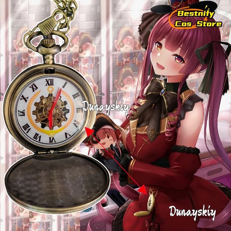 Anime VTuber Hololive Houshou Marine Cosplay Lolita Gonna Costume {Bestnify} Pocket watch 24MM Stainless steel pocket watch Prop