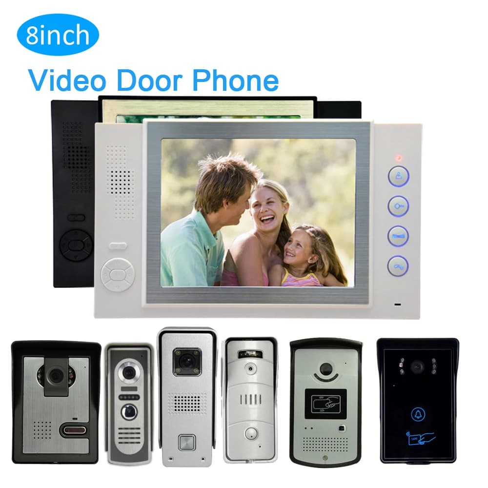 Videocitofono LCD a colori da 8 pollici Dispositivo per il miglioramento del giardino della casa Campanello a filo Rilascio della porta Sblocco Telecamera IR HD per visione notturna