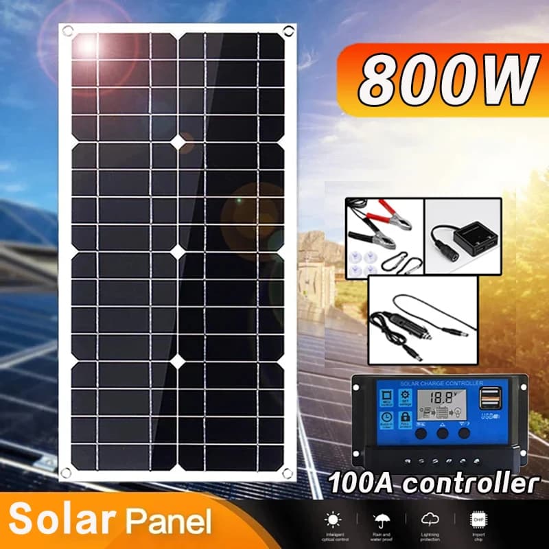 800W pannello solare Power Bank Kit batteria solare Complet Camping 12 v18v Controller accessori Camper carica solare telefono cellulare