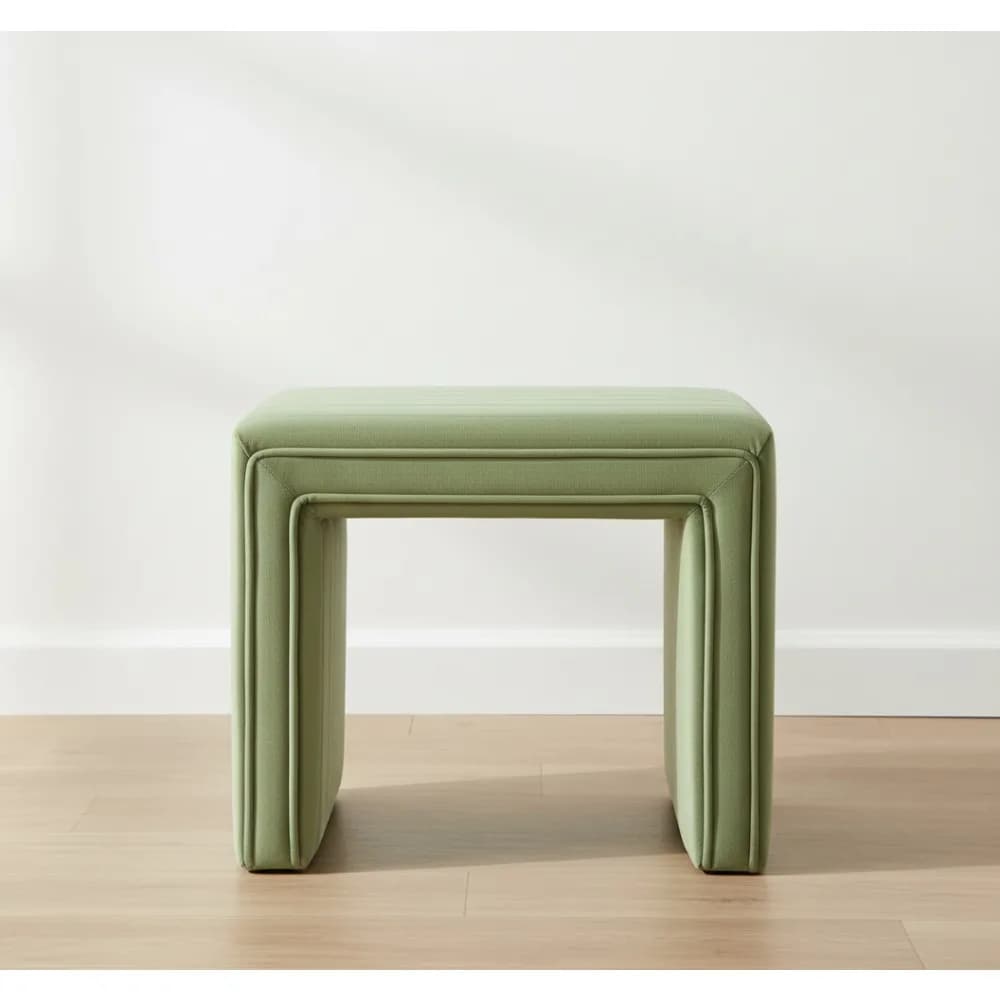 Poggiapiedi ottomano moderno in velluto trapuntato - Sgabello in velluto verde per l'arredamento del soggiorno e della camera da letto