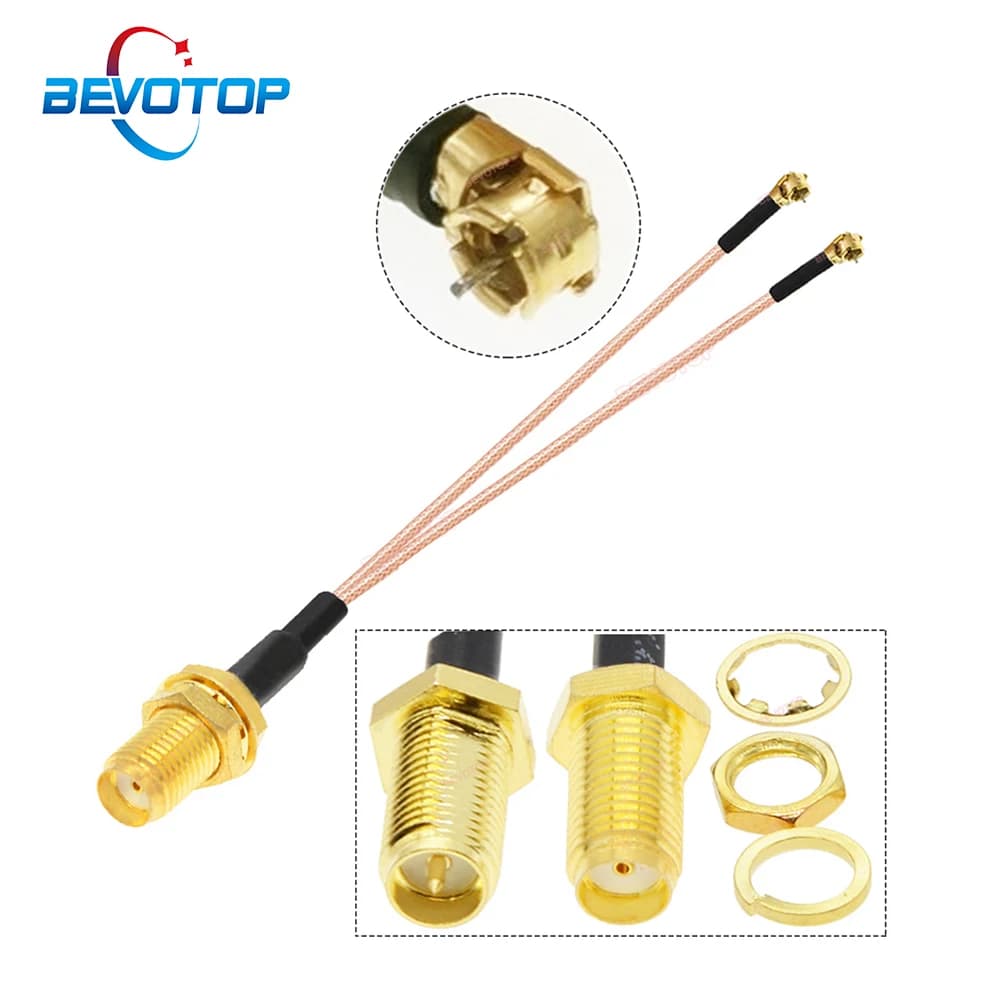 BEVOTOP RP-SMA / SMA Female to 2x Mini MS156 Male Plug SMA to DIY Splitter Cable RG178 Pigtail WIFI Antenna Extension Jumper
