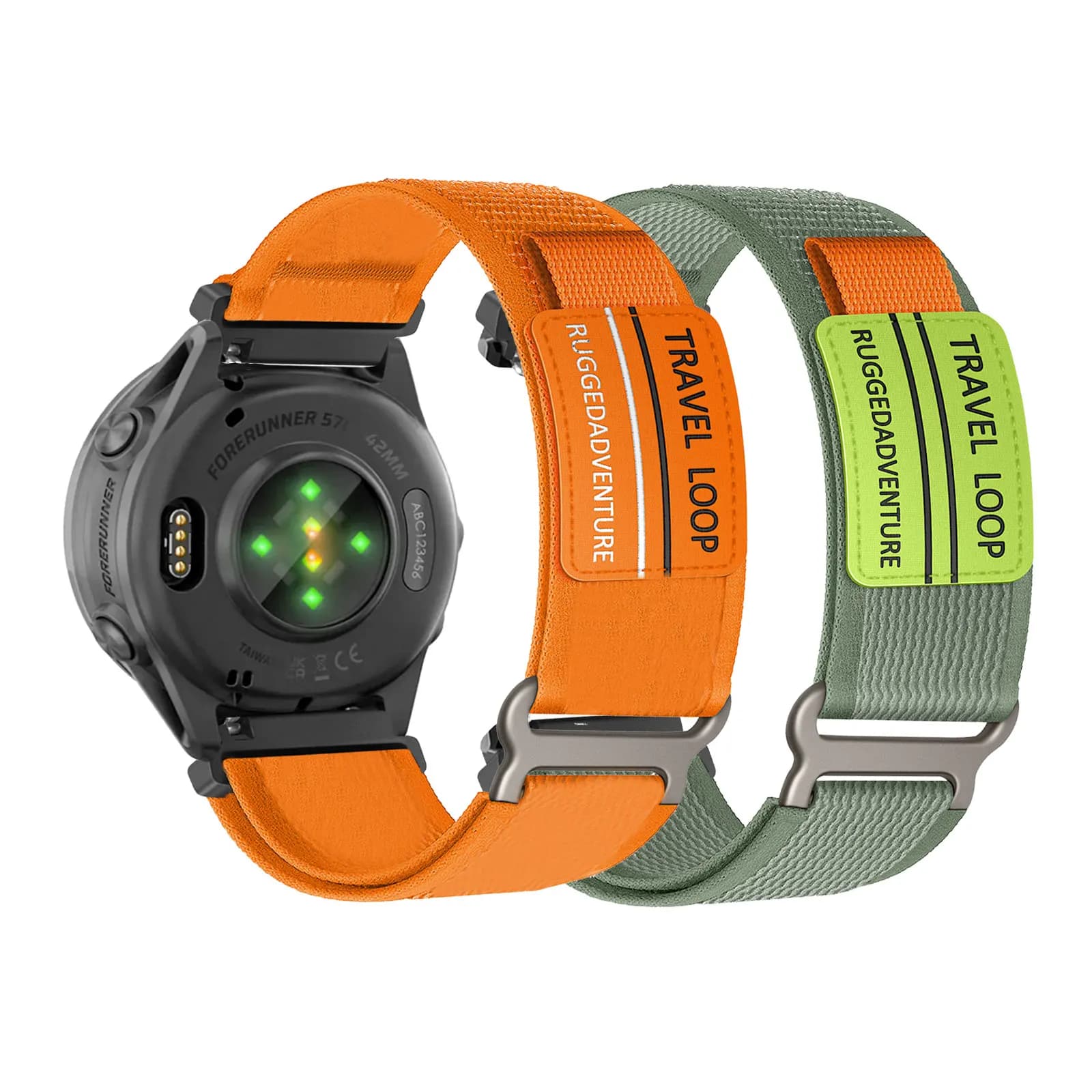 2 fasce in nylon con velcro per cinturino Garmin Forerunner 570 42mm/Vivoactive 6