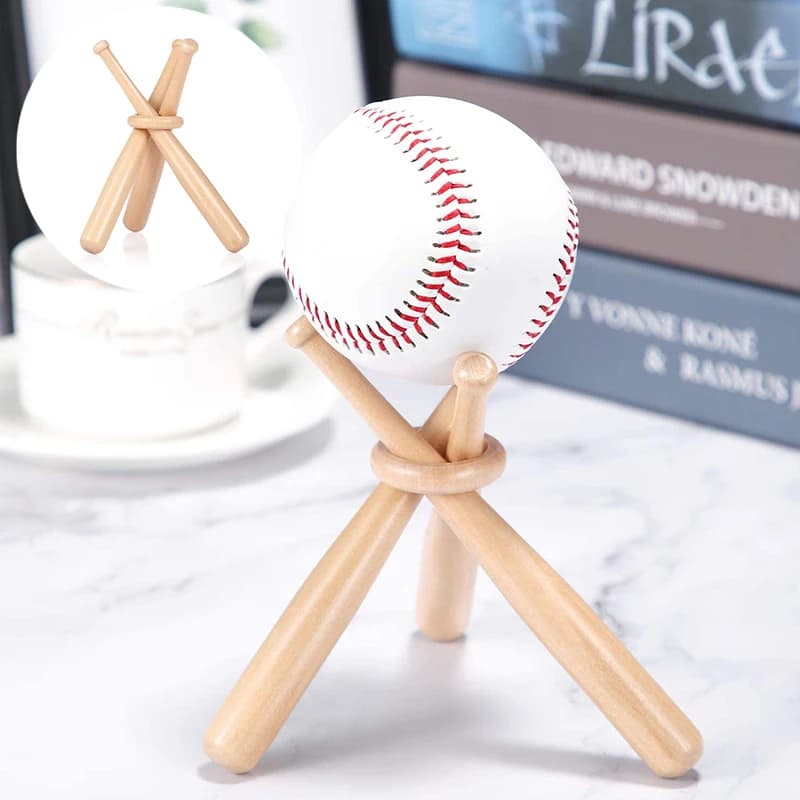Supporto in Legno per Mazze da Baseball, Espositore Mini per Palline da Baseball, Golf, Tennis, Portaoggetti per Palline Sportive, Regalo Creativo, Decorazione da Tavolo