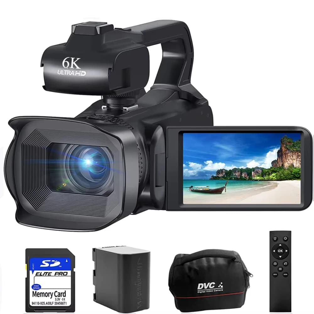 KOMERY Full 4K Professional Video Camera 64MP WiFi Camcorder Digital Cameras Streaming Camera Auto Focus Camcorders 4.0"Touch
