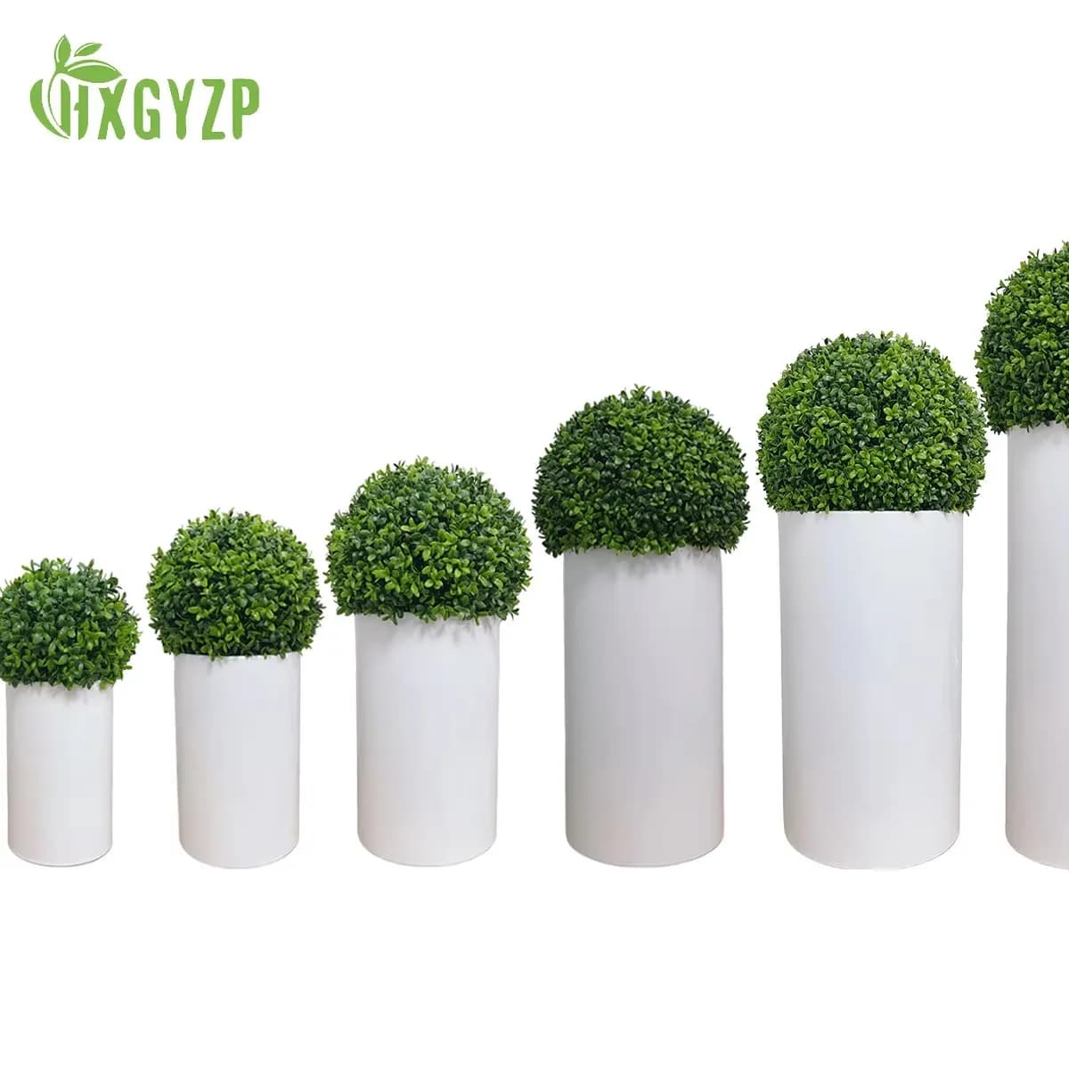 HXGYZP Artificial bossy ball Milan Grass with white iron flower pot Home decoration Garden Outdoor courtyard Portico Fined plants
