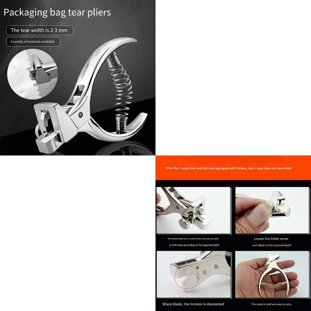 Pinza multiuso per perforatrice da 3 mm Strumento punzonatura in metallo resistente per l'imballaggio fori per borse,