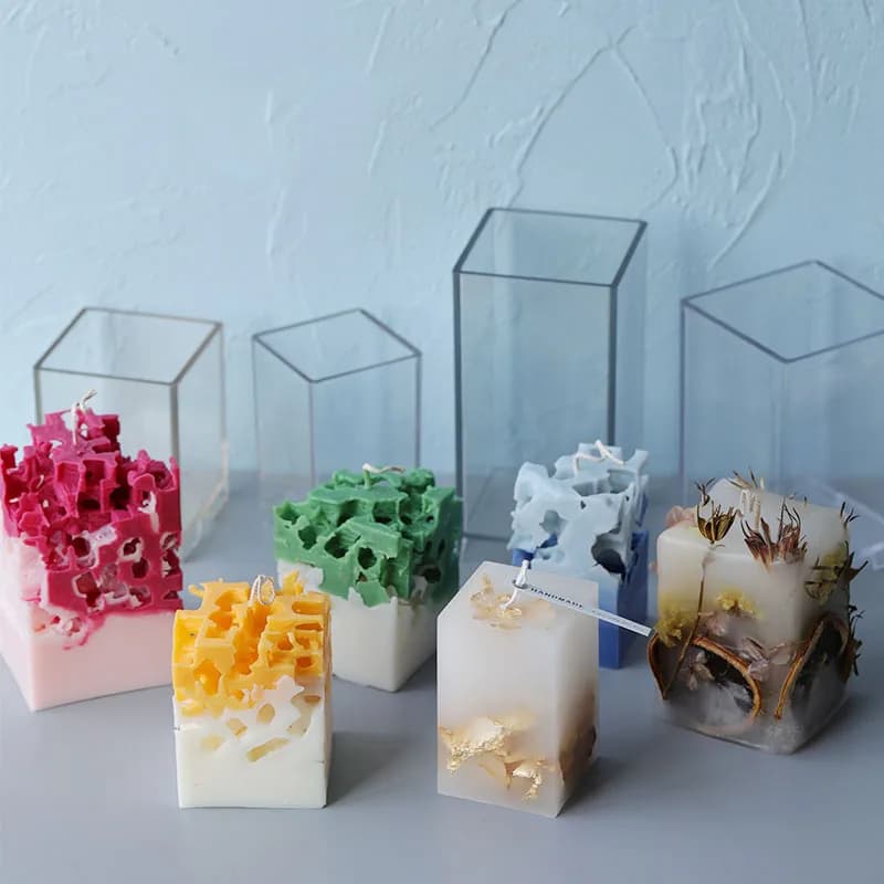 Stampo per candele a colonna rettangolare quadrata 3D Stampi per candele fatti a mano Kit di stampi in plastica acrilica cubica fai-da-te Colata di candele