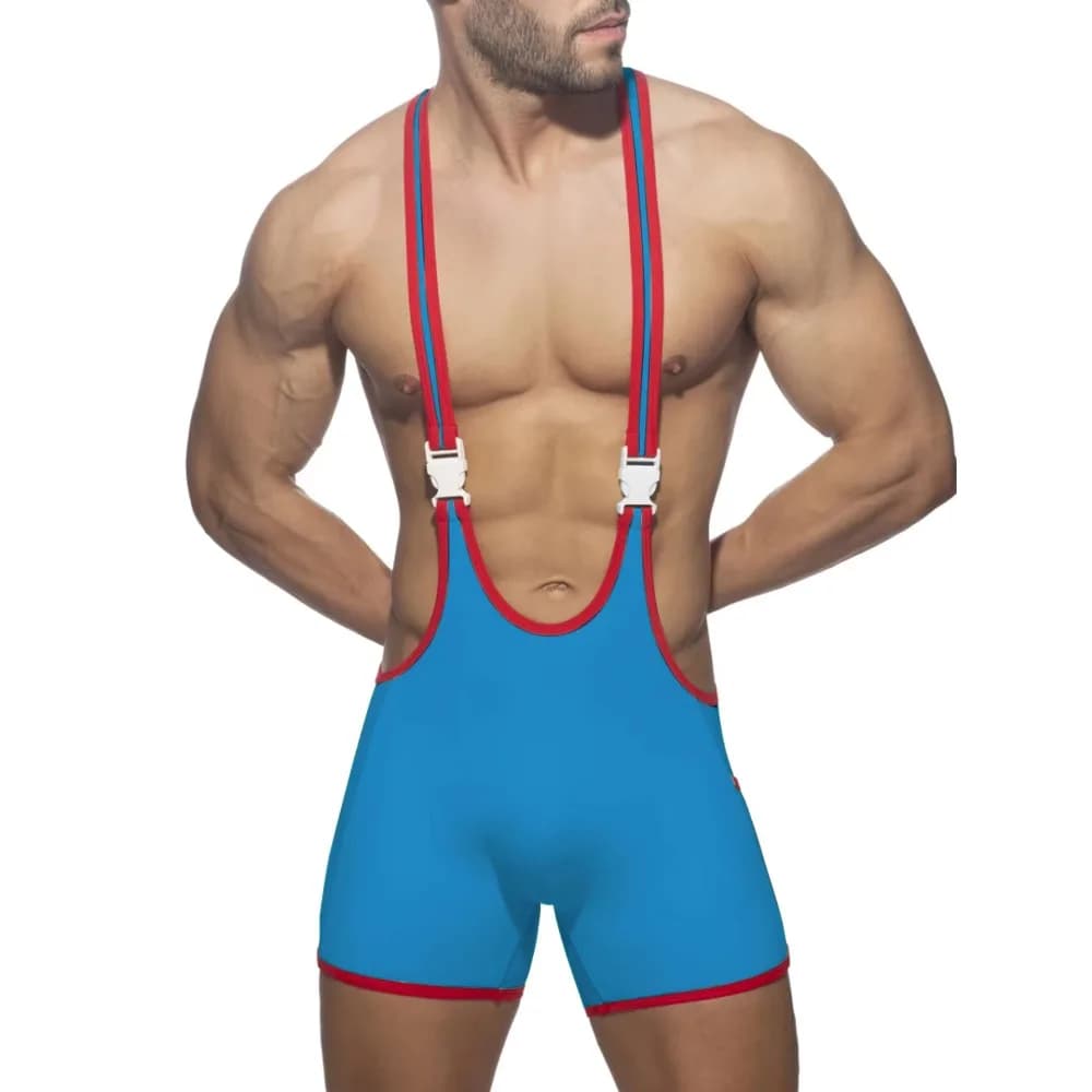 Rainbow striped sexy men's underwear, wrestling boxer, high waist subspensory suit, fitness sports suit