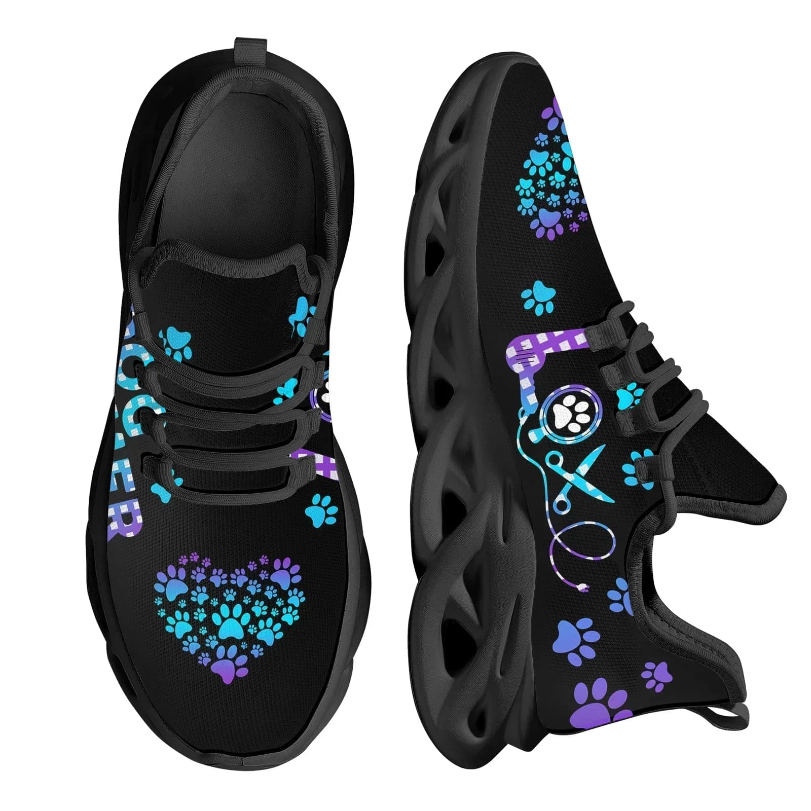 Dog Groomer Design Women Breathable Mesh Sneakers High Quality Black Fashion Gym Casual Platform Sneakers Zapatos