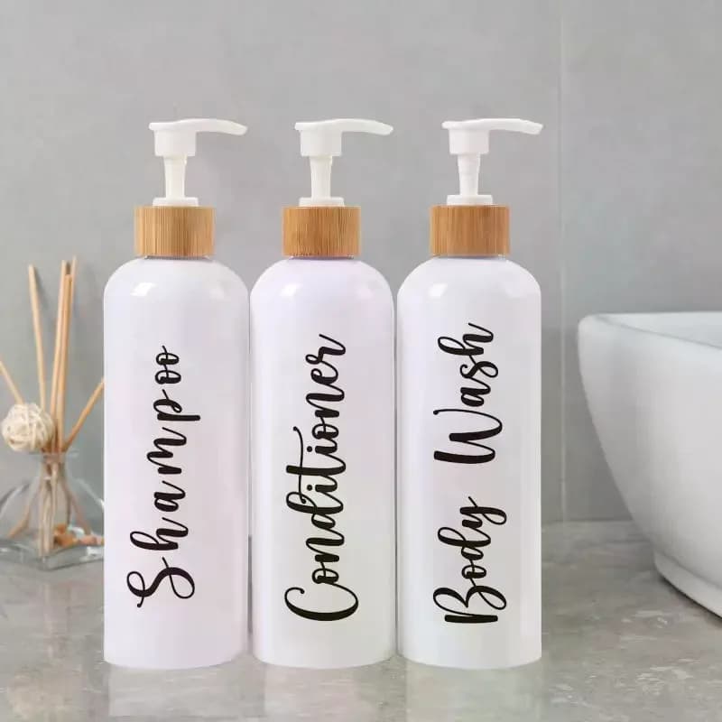 3pcs Plastic Soap Dispenser Set Countertop Lotion Bottle Bathroom Refillable Empty Bottle For Shampoo Body Wash Hair Conditioner