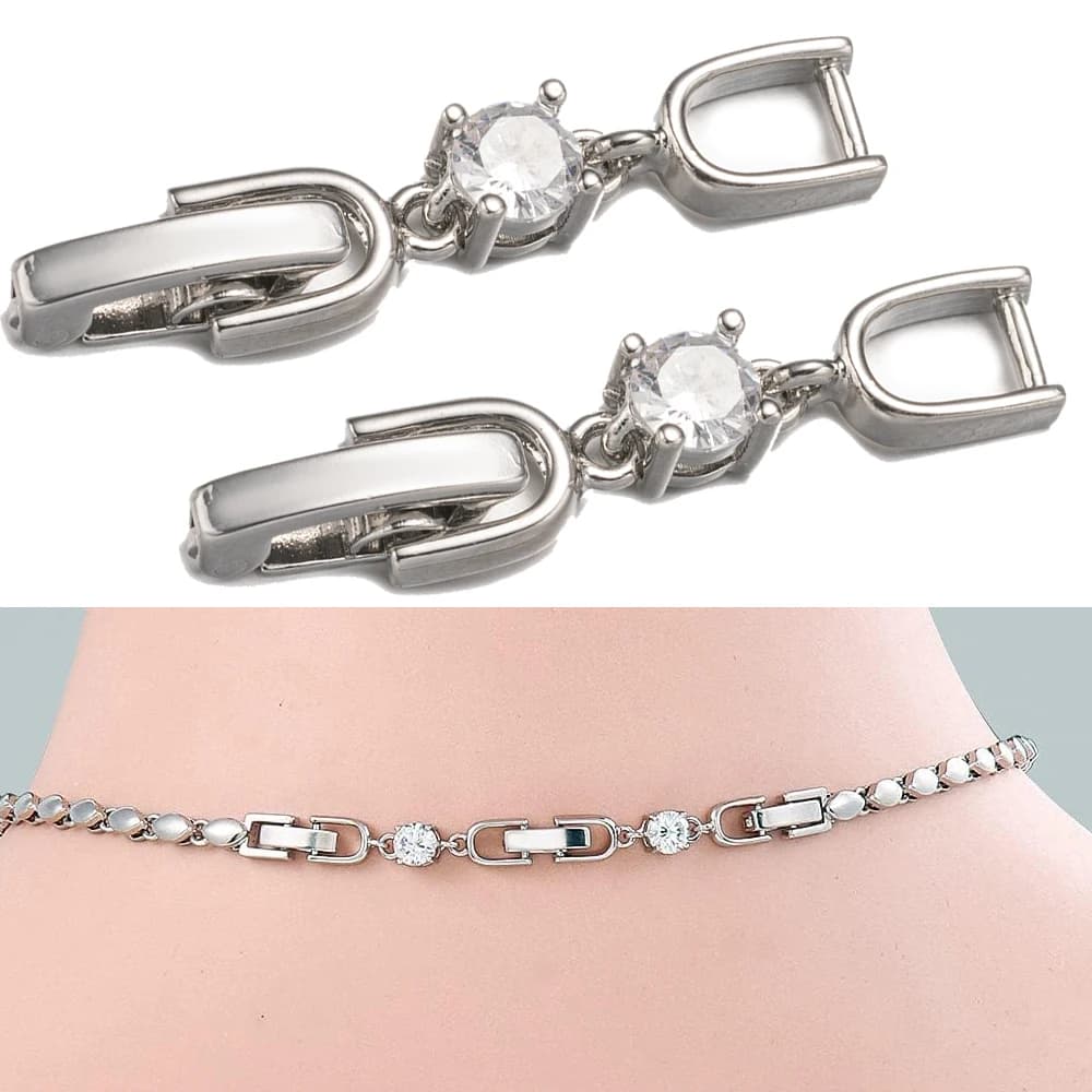 5 pcs white gold plated crystal strass folding extension clasp set for DIY necklaces and bracelets and jewelry creation