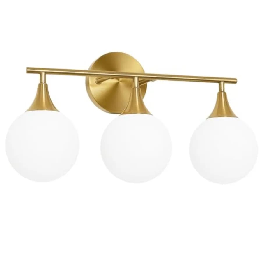 Lampada da Bagno Moderna in Oro Spazzolato - Illuminazione per Bagno a Risparmio Energetico con Base G9, Paralume in Vetro Opaco Sopra lo Specchio
