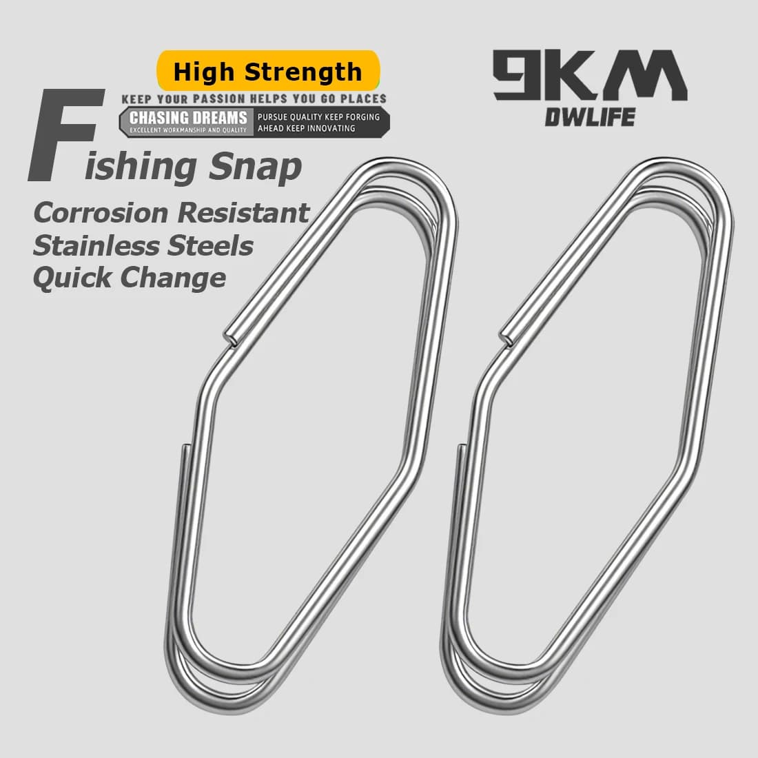 9KM Fishing Snap 50pcs Fishing Power Speed Clip Stainless Steel Snap for Fishing Lure Quick Change Clip Freshwater Saltwater