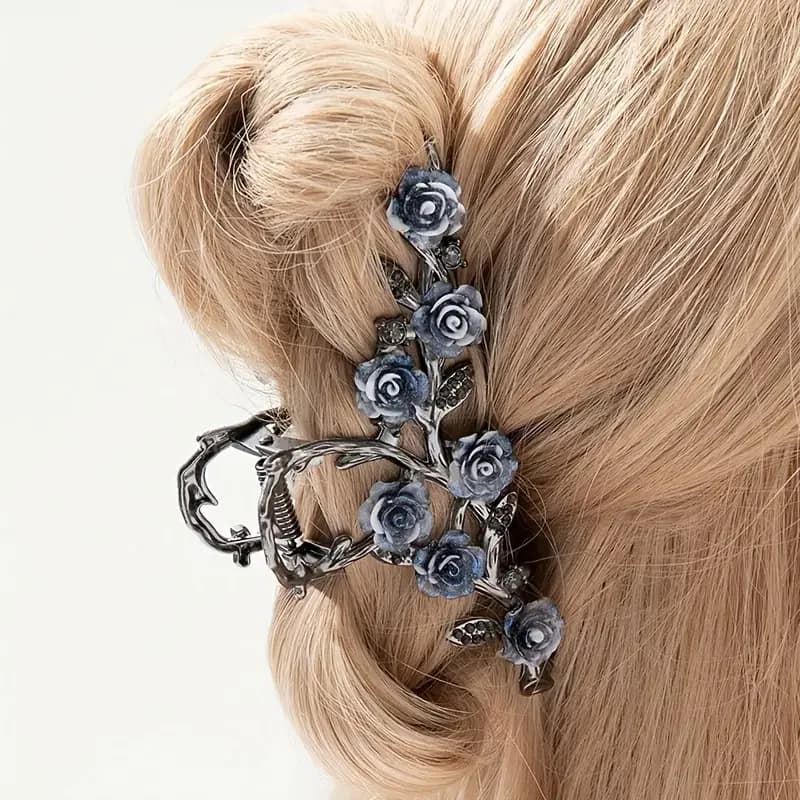 1 pz moda spina rosa decorazione artiglio per capelli clip gotico punk copricapo in metallo adatto per l'uso quotidiano delle donne