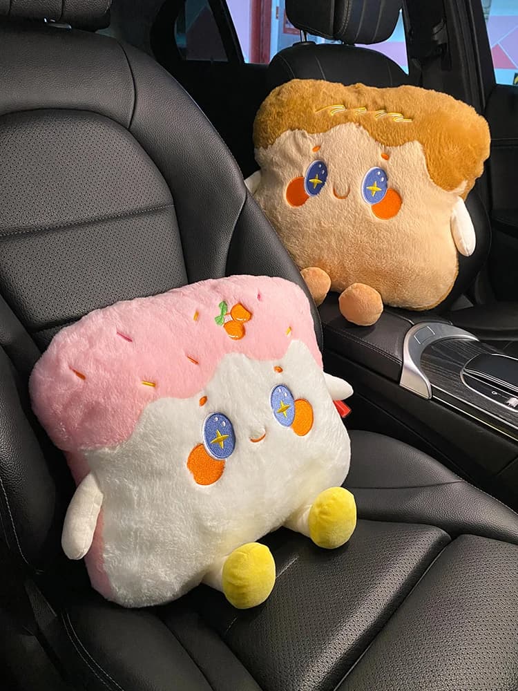 Nuovo cartone animato carino toast supporto lombare cuscino morbido e confortevole multifunzionale casa ufficio cuscino per la vita dell'auto