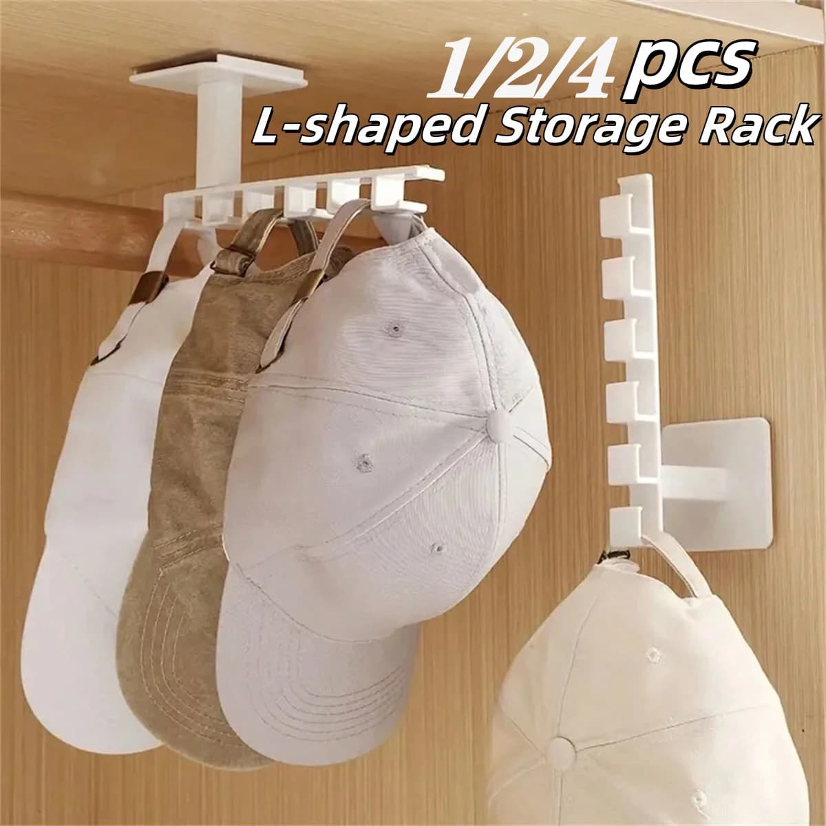 1/2/4 Pieces Punching L Shaped Clothes Hanger Support for Multifunctional Wall Mounting 6 Hooks Rack For Clothes Baseball Cap Storage Tool