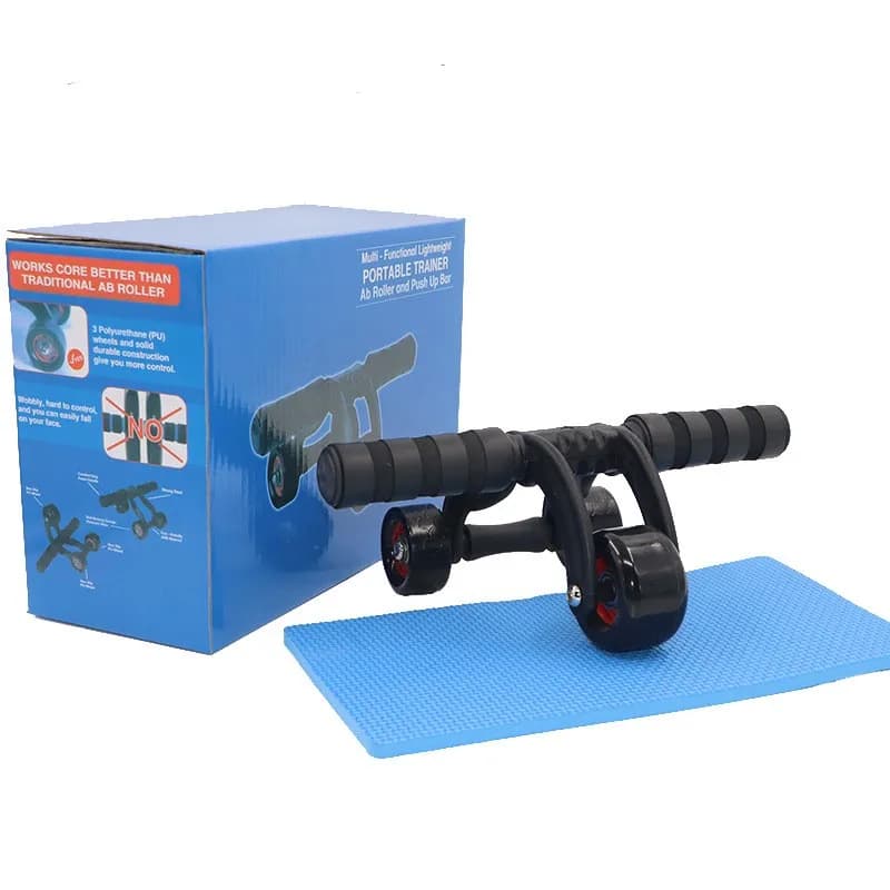 AB roller wheel for abdominal exercises, 3-wheel automatic folding abdominal roller for women and men, abdominal muscle training wheel