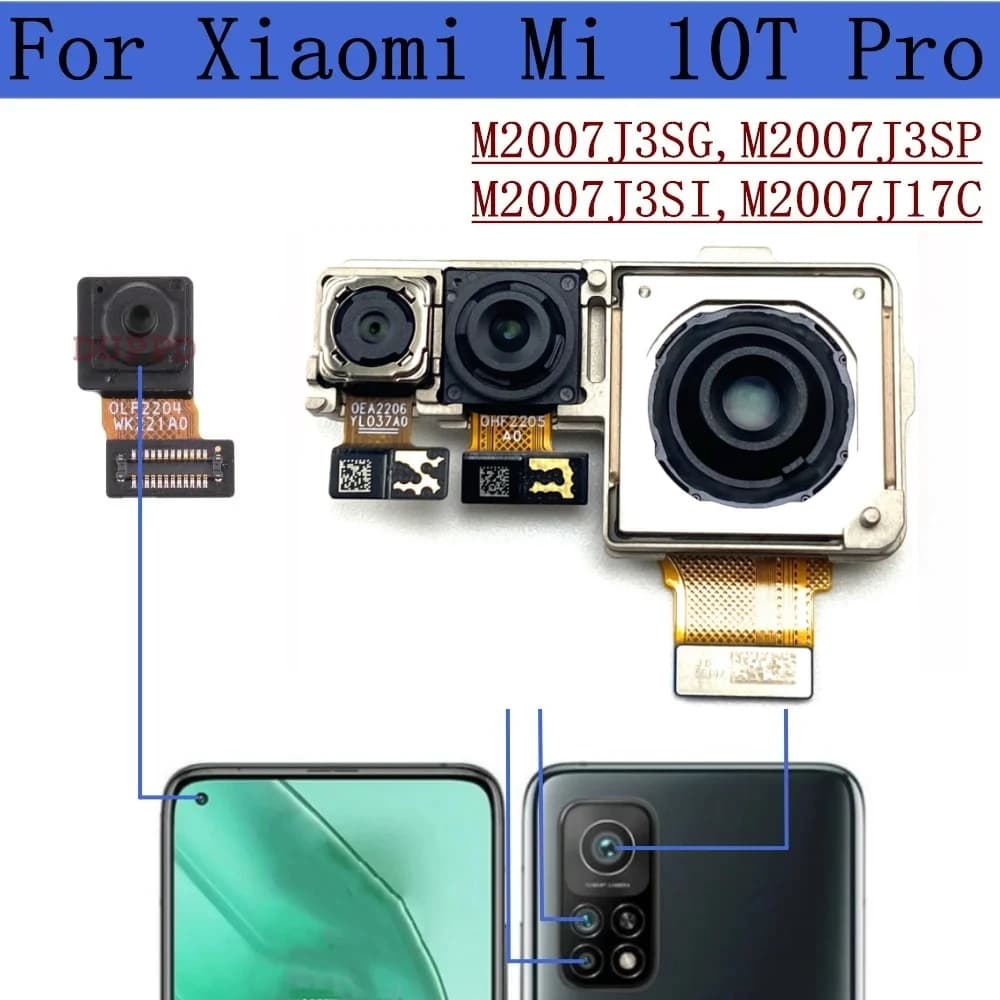 Fotocamera posteriore per Xiaomi Mi 10T Pro 5G Mi10T Pro M2007J3SG anteriore rivolto verso il retro ampio modulo fotocamera Macro cavo flessibile parti di riparazione