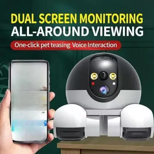 AI Pet Camera With Tracking Auto Zoom Dual Lens Two Screen Monitor Toy Car Remote Control Indoor Home Security For Cats Dogs
