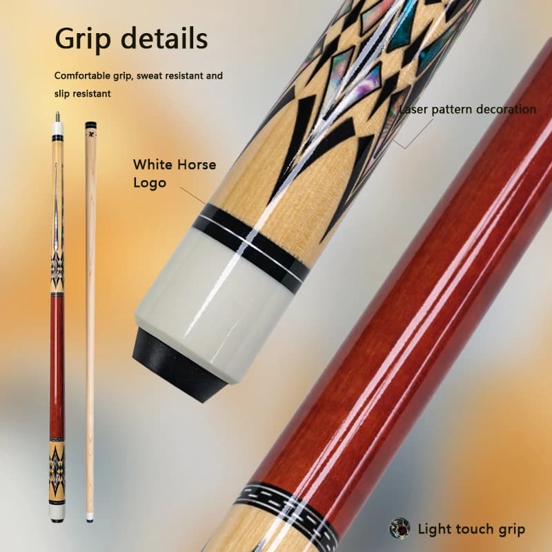 Stecca da biliardo in acero leggero con punta da 13mm elegante Design con motivo rosso e diamante per appassionati di biliardo a 9 palline e carambola