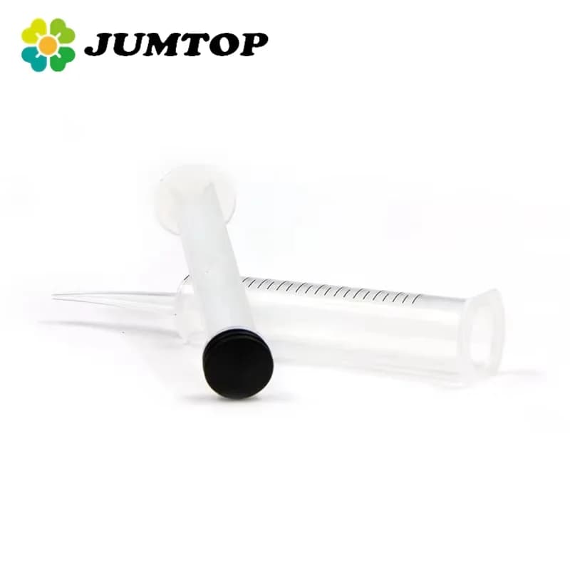 JUMTOP 5Pcs Disposable Dental Irrigation Syringe with Curved Tip Clear 12 ml Injector Teeth Whitening Hygiene Tool