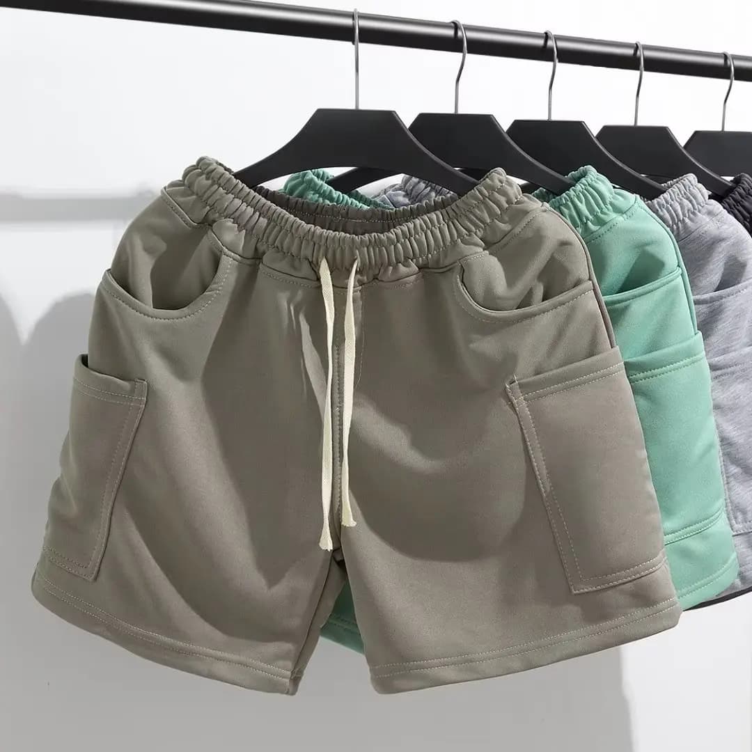 Summer Sporty Men's Knitted 3/4 Length Shorts Casual Home Wear Running Fitness 4-Part Shorts Trendy Youthful Style Straight Leg
