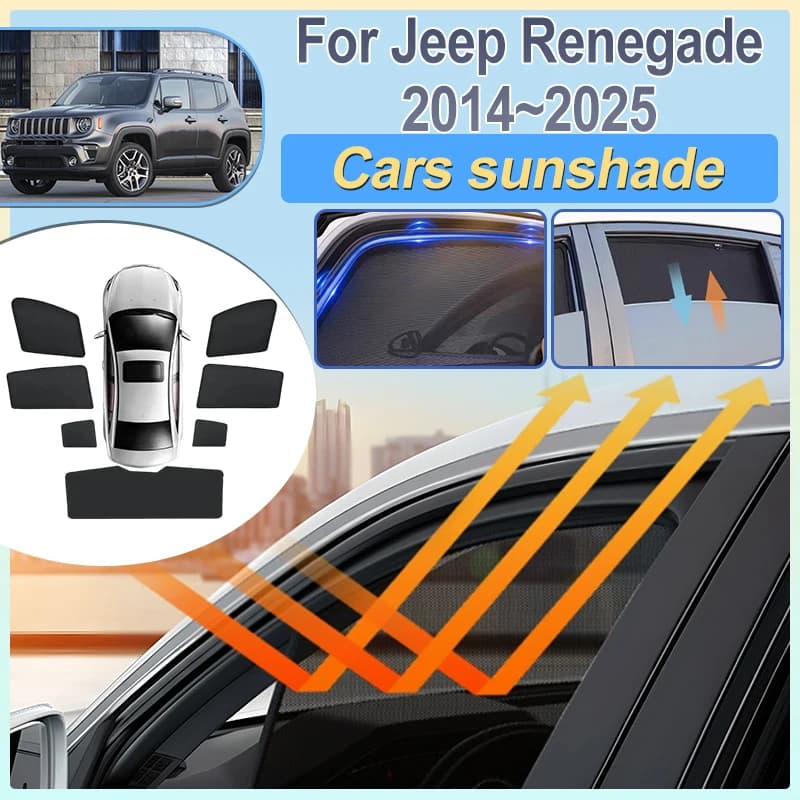 Accessori per Jeep Renegade 2014-2025, Parasole a Rete per Parabrezza Anteriore e Finestrini Laterali, Coperture per Visiere Auto