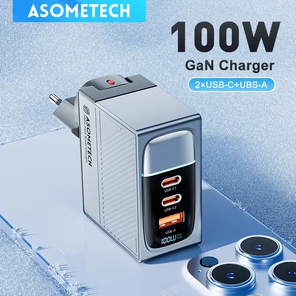 Caricatore GaN da 100 W USB Tipo C Ricarica rapida PD QC 4.0 3.0 Caricatore rapido per iPhone 14 13 Pro Max Samsung S23 Xiaomi MacBook Tablet
