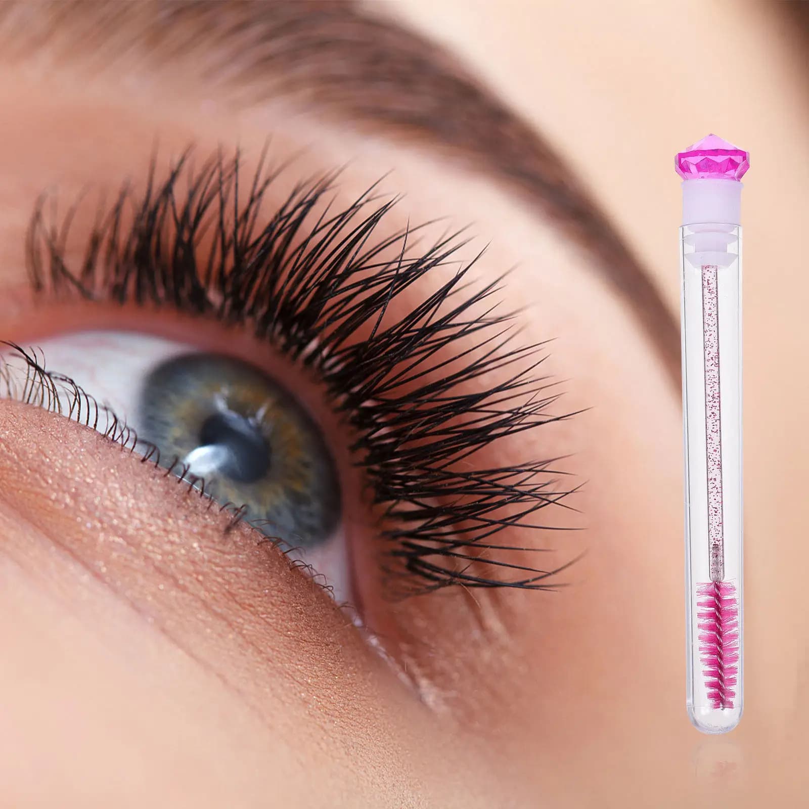 Set di 8 Pennelli per Ciglia Professionali, Applicatori per Mascara e Sopracciglia, Spazzole Portatili per Trucco