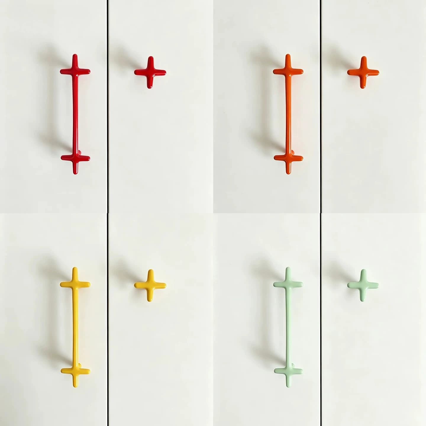 Modern Minimalist Color Cross Kitchen Cabinet Door Pulls Dopamine Furniture Drawer Knobs and Furniture Hardware Handle