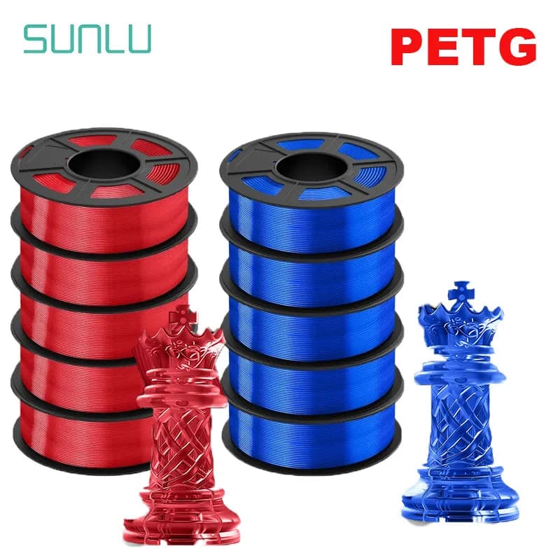 SUNLU PETG filament 3D 1KG biodegradable 1.75MM 10 rolls bright color good toughness excellent acid alkali resistance