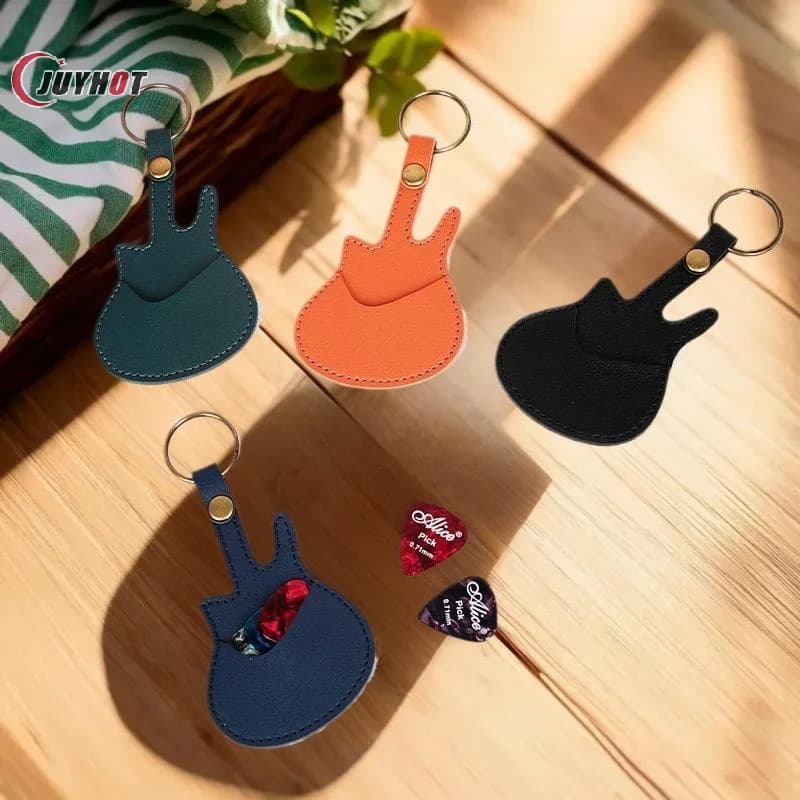 1PC borsa per plettro per chitarra in pelle custodia per plettro a forma di chitarra con portachiavi accessori per chitarra accessori per strumenti