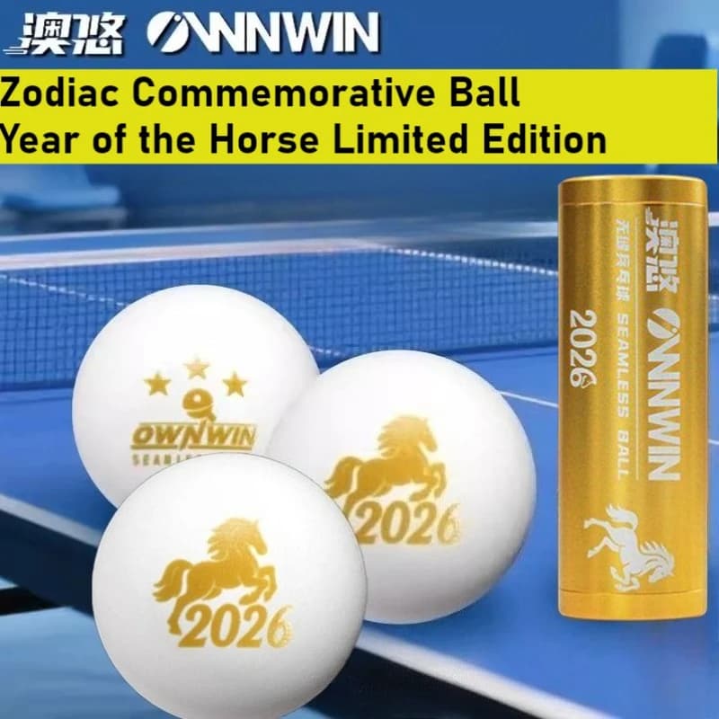 Palline da Ping Pong OWNWIN Seamless 40+ 3 Stelle Edizione Limitata Anno del Cavallo 2026 Nuovo Materiale per Competizioni