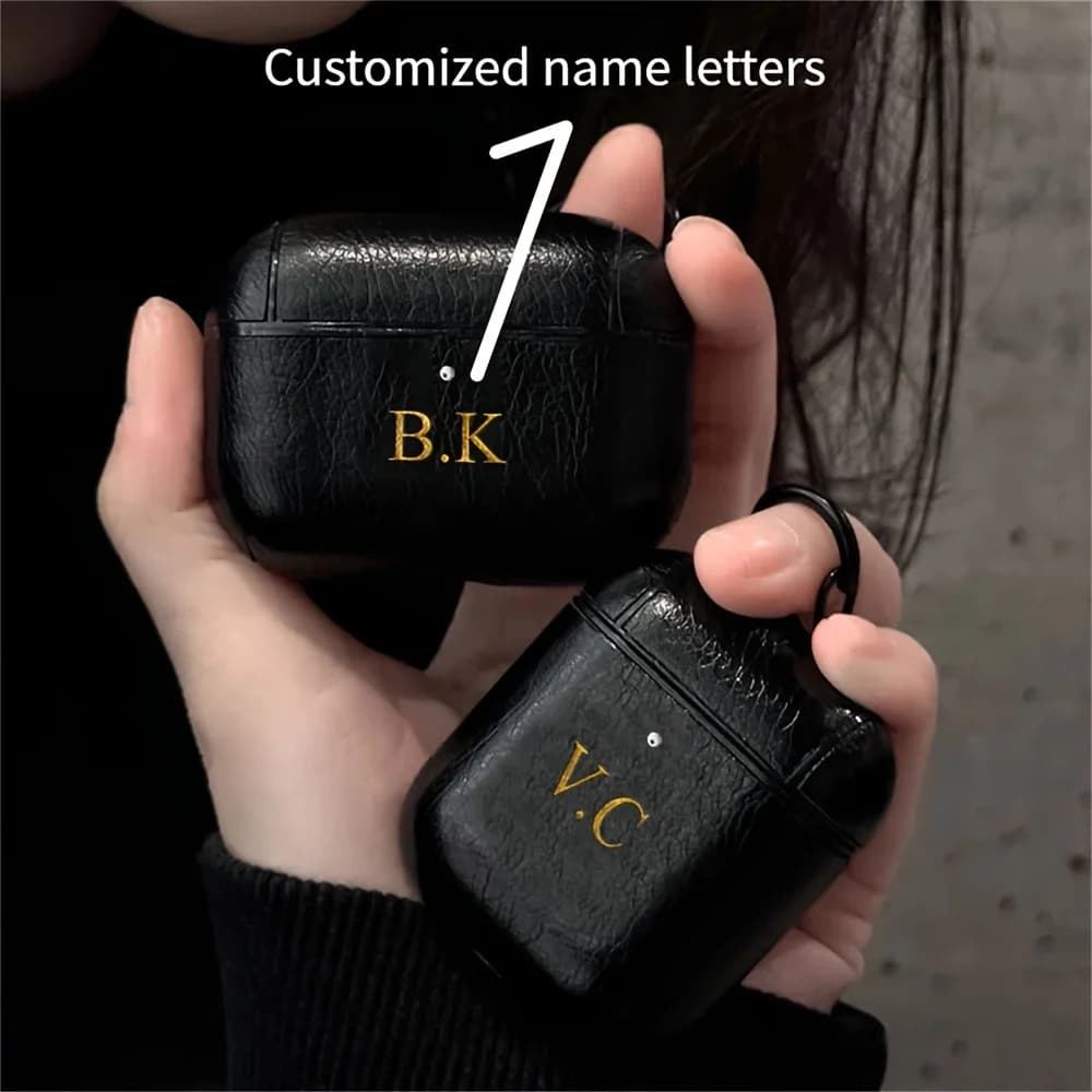Custodia per auricolari in pelle personalizzata con nome personalizzato di lusso per Airpods 1 2 3 Pro 2 Cover con custodia per cuffie portachiavi