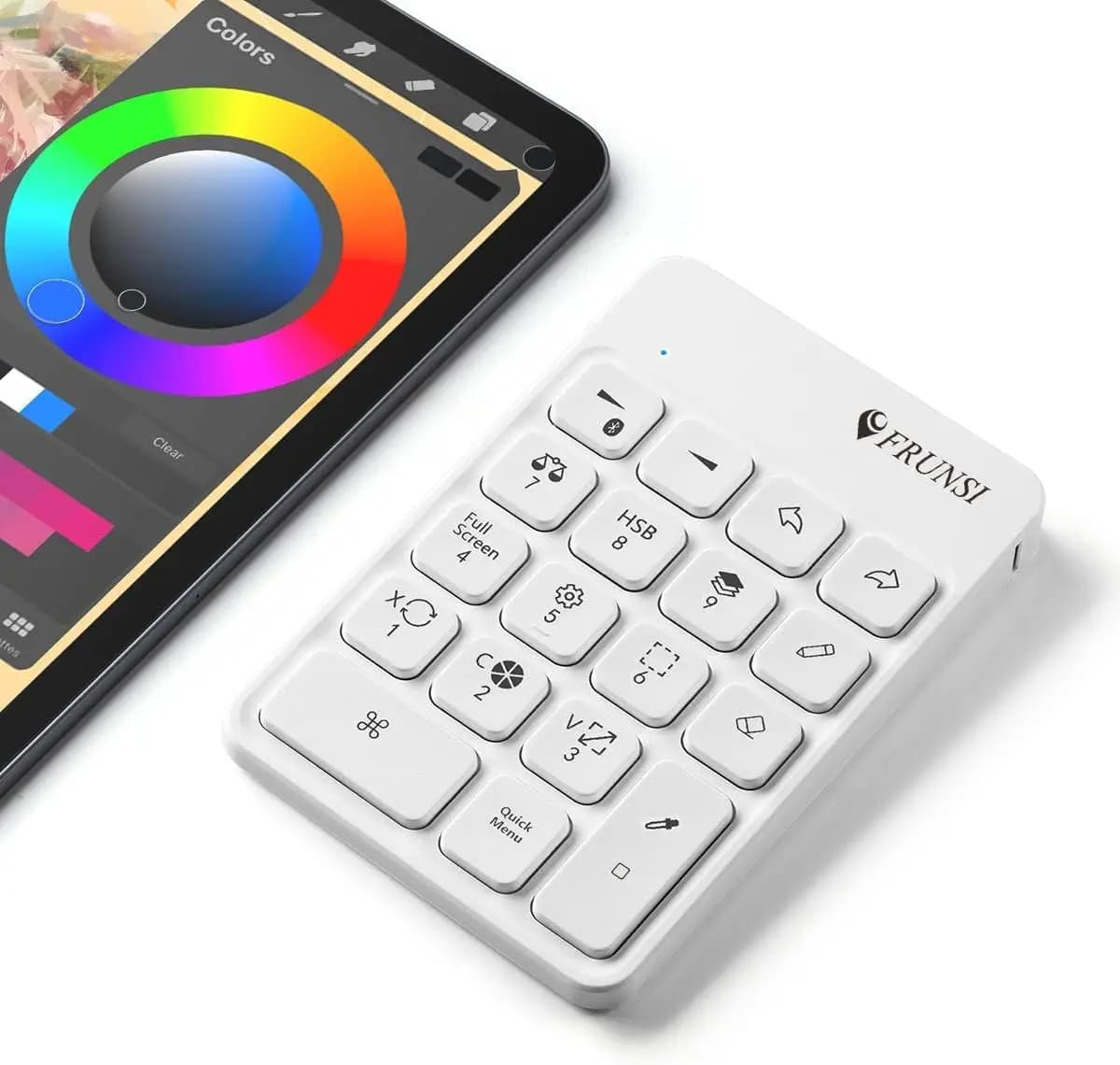 FRUNSI Tastiera di scelta rapida Bluetooth wireless per iPad Procreate Tavoletta grafica da disegno Pittura Mini portatile ricaricabile