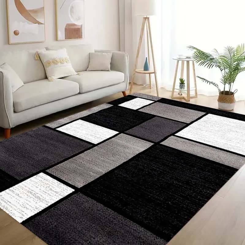 VIKAMA Tappeto da soggiorno geometrico moderno, morbido comodino camera da letto, tappetino antiscivolo per cucina e bagno, decorazione domestica
