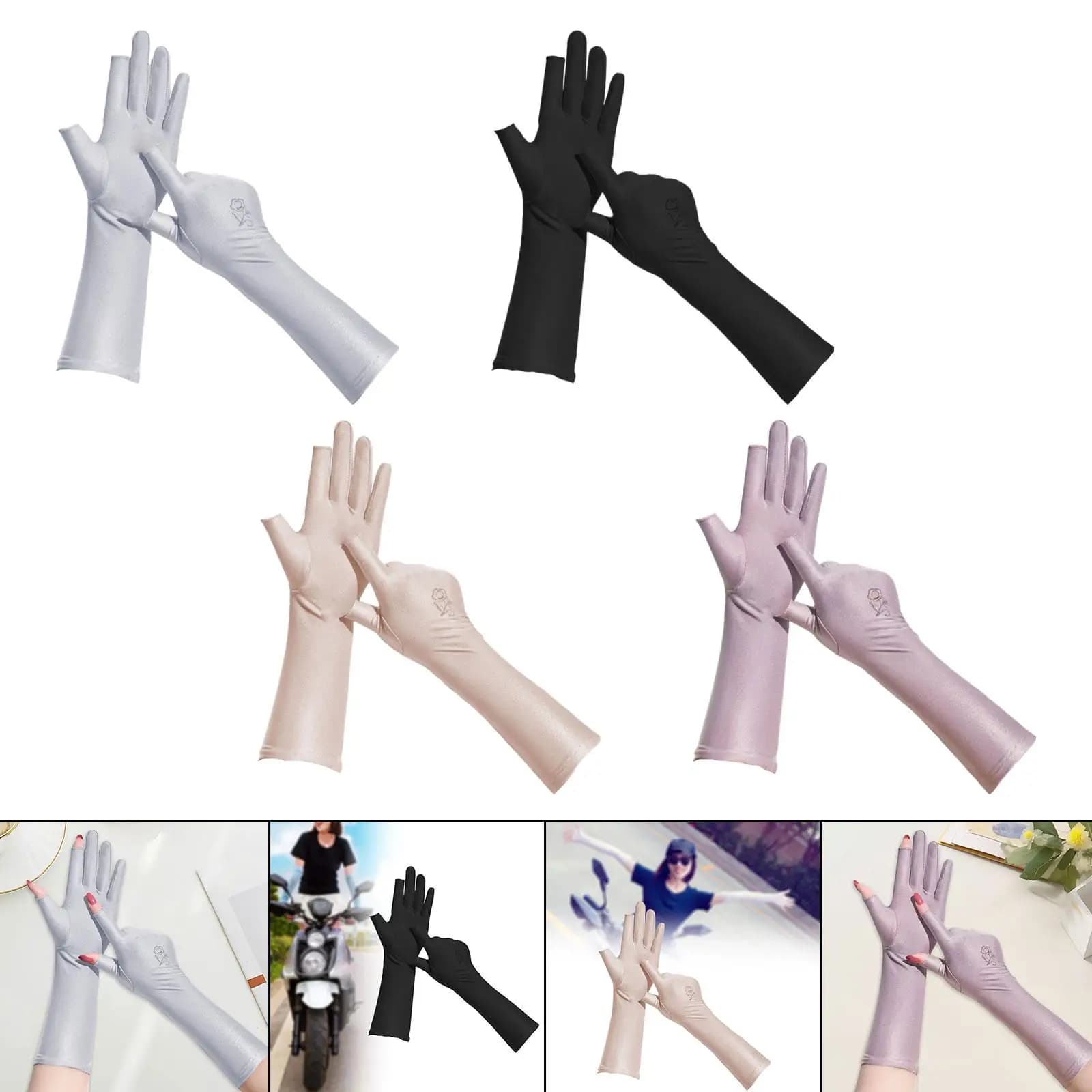 Solar Protection Gloves for Women Solar Protection Gloves Extended Dust Breathable Summer