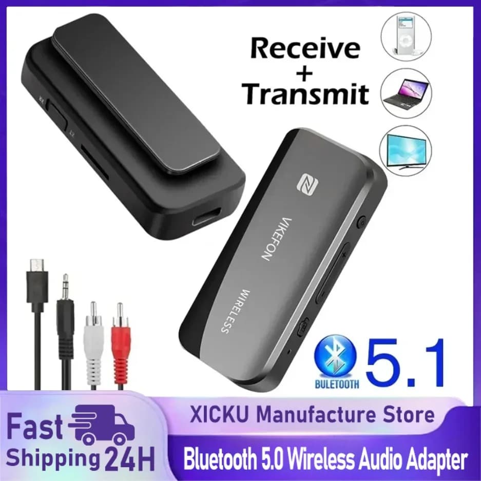 Bluetooth 5.0 Audio Receiver Transmitter Aux Adapter Wireless Dongle NFC TF Card 3.5mm Jack Handsfree For TV PC Speaker Car Kit