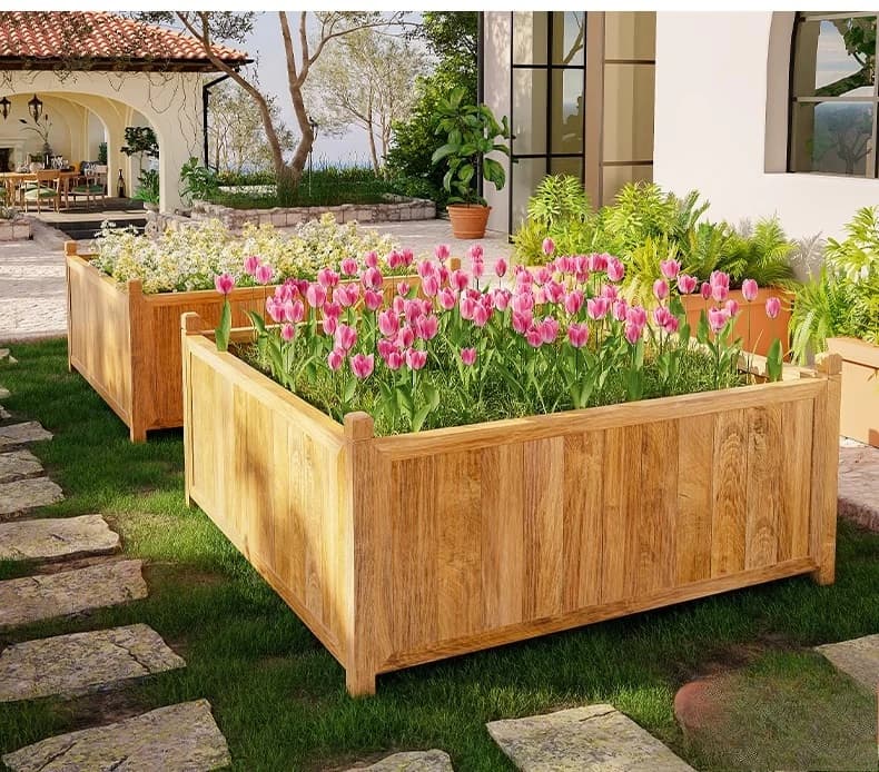 Vaso da fiori per verdure da giardino con contenitore per piantare tetto esterno extra large quadrato in legno conservativo