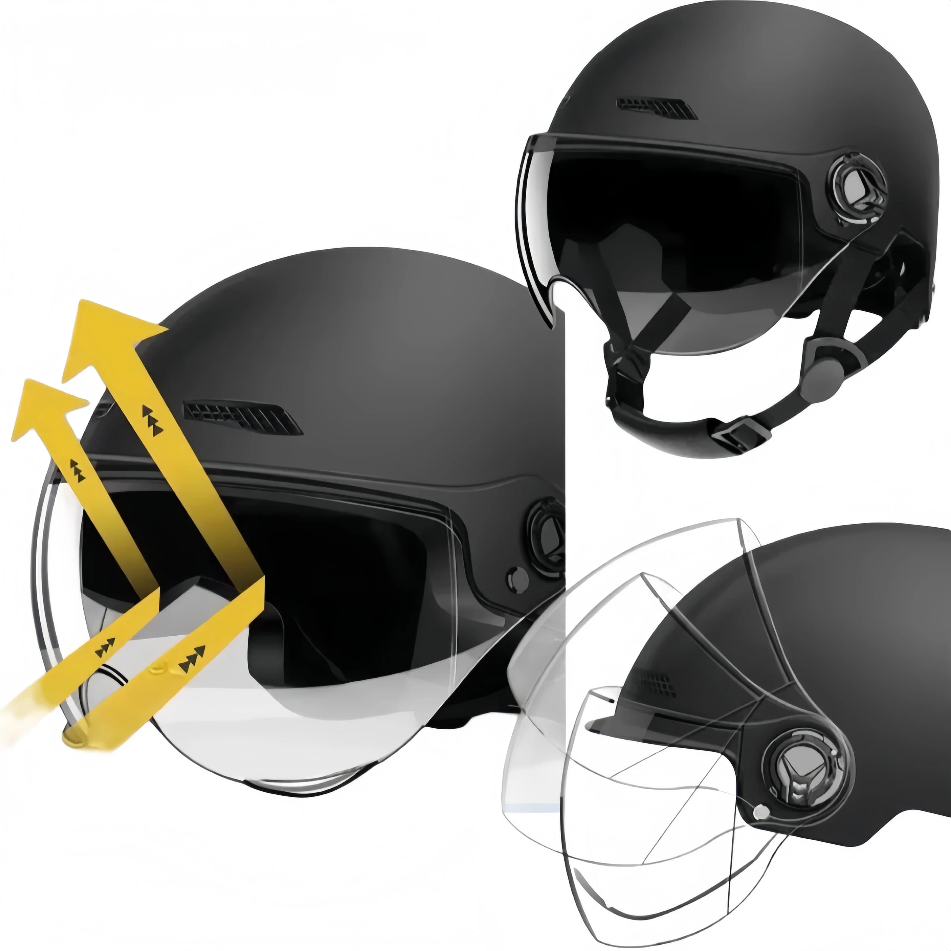 Half-face vintage helmet for men and women, light and safe, for motorcycle, scooter, MTB and cycling.