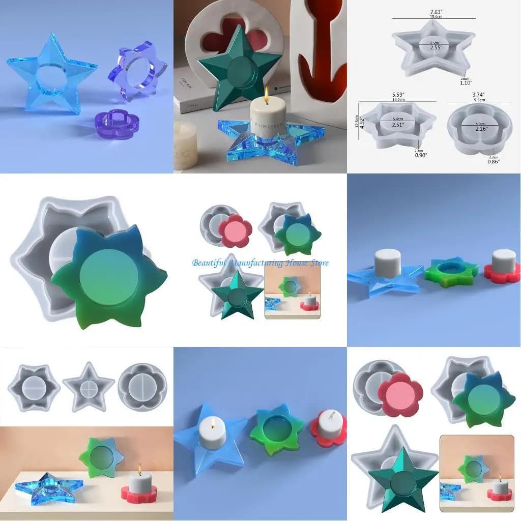 E56A Flower Candlestick Epoxy Casting Silicone Mold Jewellery Storage Making Mould